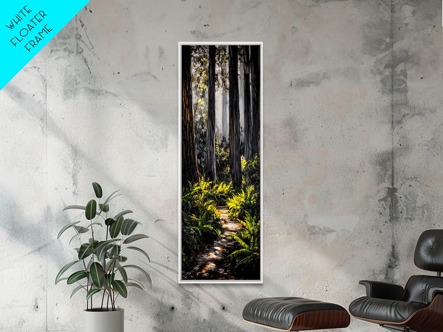 Forest Path, Sunlit Trees, Nature Painting, Framed Canvas Print, Woodland Decor, Cozy Cabin Art, Autumn Vibes, Entryway Artwork