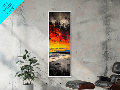 Fire Sky, Dramatic Sunset, Abstract Seascape, Framed Canvas Print, Bold Wall Art, Vibrant Home Decor, Statement Piece