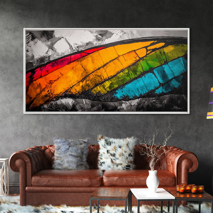 Butterfly Wing, Vibrant Abstract, Colorful Texture, Modern Wall Art, Nature Inspired, Framed Canvas Print, Office Decor, Bold Statement Art