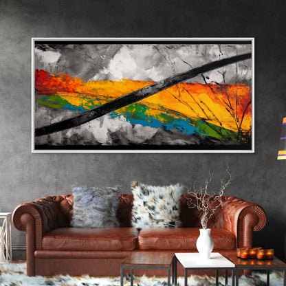 Bold Color Strokes, Abstract Expressionism, Dynamic Energy, Vibrant Painting, Statement Decor, Gallery Wall, Framed Canvas Print