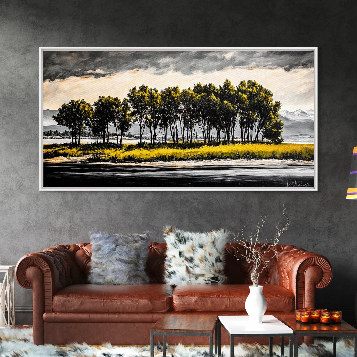 Aspen Trees, Mountain View, Nature Landscape, Rustic Home Decor, Autumn Wall Art, Framed Canvas Print, Cabin Wall Art, Modern Tree Painting