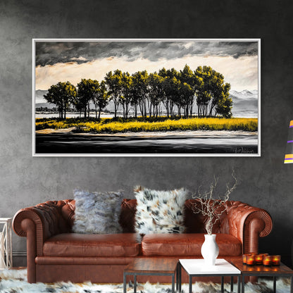 Aspen Trees, Mountain View, Nature Landscape, Rustic Home Decor, Autumn Wall Art, Framed Canvas Print, Cabin Wall Art, Modern Tree Painting