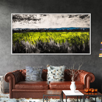 Green Field, Landscape Canvas Print, Nature Wall Art, Minimalist Artwork, Outdoor Scene, Farmhouse Decor, Living Room Wall Art