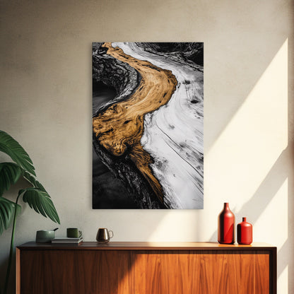 Driftwood, Rustic Nature Art, Framed Canvas Print, Black and White Photography, Earthy Tones, Beach House Decor, Minimalist Home Art