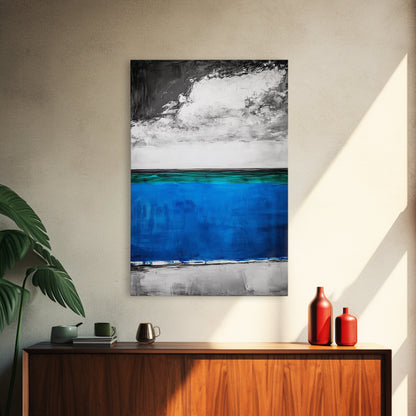 Blue Ocean, Minimalist Seascape, Canvas Print, Beach House Decor, Coastal Wall Art, Modern Abstract, Living Room Art, Nautical Decor