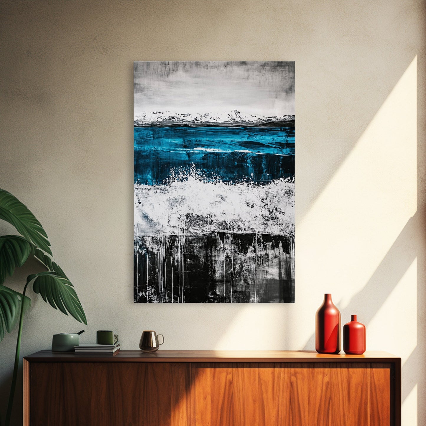 Sunset Mountain, Fall Colors, Vibrant Abstract, Framed Canvas Print, Rustic Home Decor, Nature Inspired Art, Living Room Wall Art