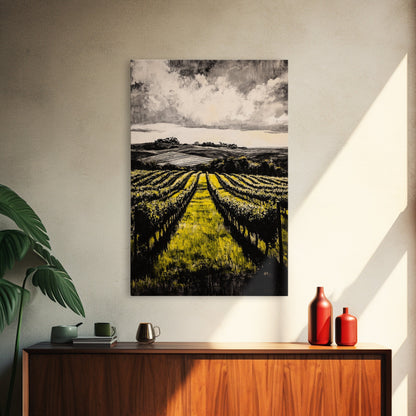 Vineyard Path, Rolling Hills, Rustic Landscape, Canvas Print, Country Farmhouse Art, Kitchen Wall Decor, Wine Lover Gift, Fall Vibes
