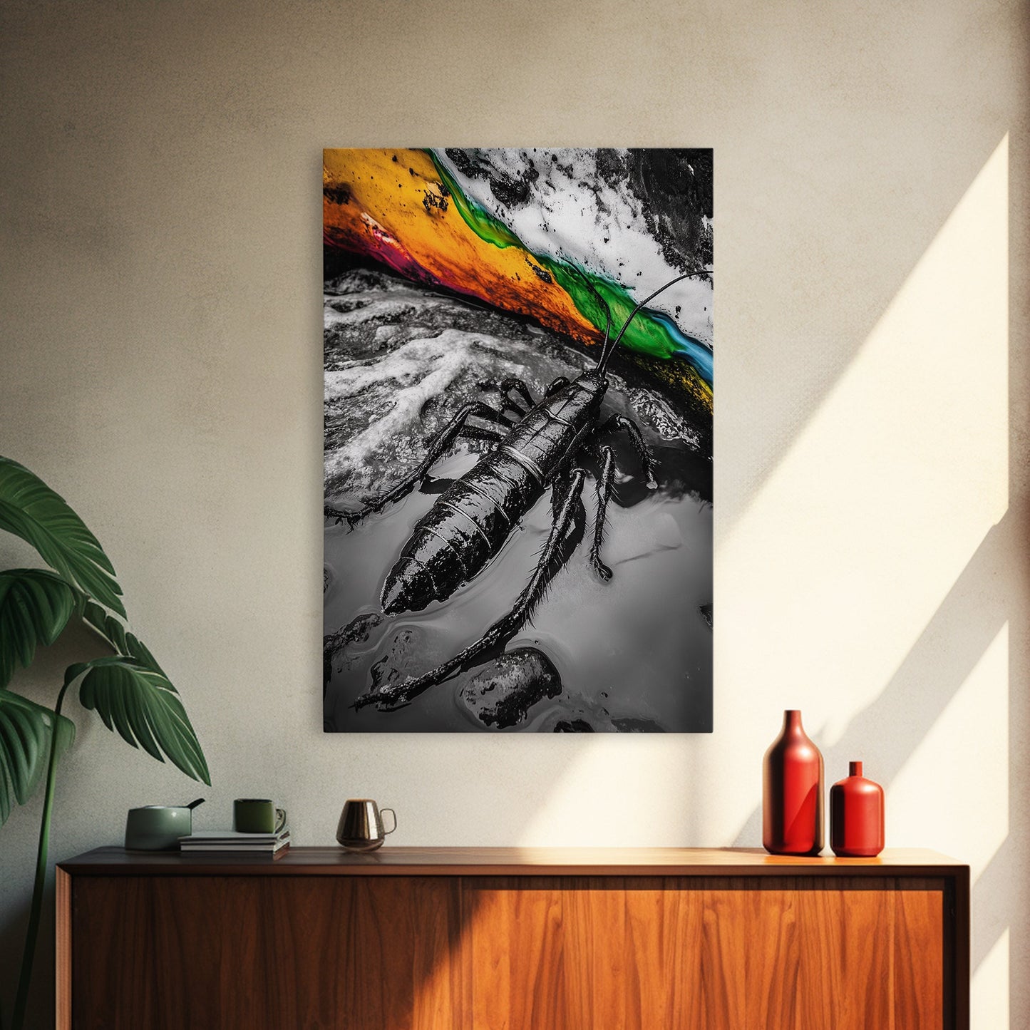 Lobster Art, Coastal Wall Decor, Ocean Life Print, Black and White Art, Nautical Theme, Canvas Print, Beach House Wall Art