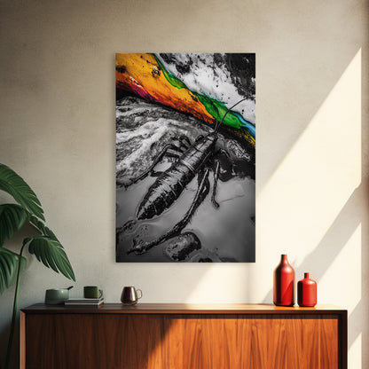 Lobster Art, Coastal Wall Decor, Ocean Life Print, Black and White Art, Nautical Theme, Canvas Print, Beach House Wall Art