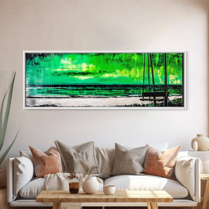 Green Serenity, Abstract Landscape, Canvas Print, Dreamy Wall Art, Vibrant Home Decor, Modern Bedroom Art, Minimalist Painting