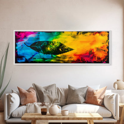Abstract Leaf, Bold Colorful Art, Vibrant Wall Art, Canvas Print, Nature Inspired Decor, Modern Office Art, Eye-Catching Design