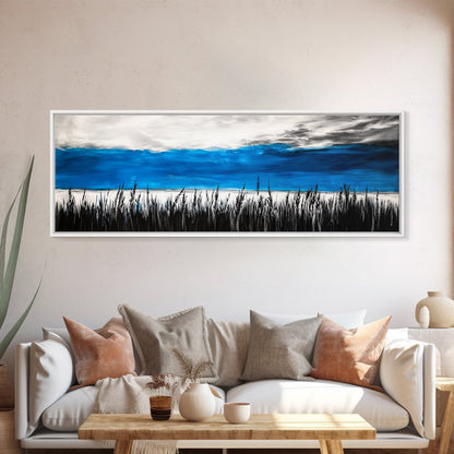 Tall Grass, Ocean View, Tranquil Horizon, Canvas Print, Coastal Landscape, Minimalist Art, Living Room Wall Art, Beach Home Decor