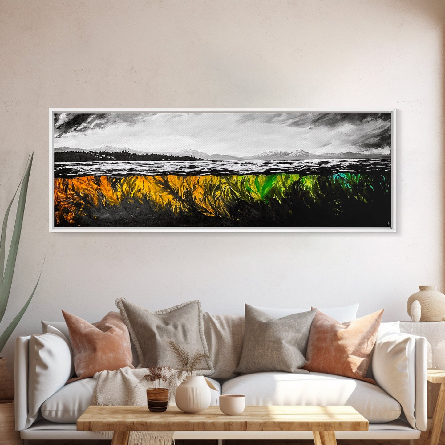 Vibrant Seaweed, Ocean Depths, Underwater Wall Art, Canvas Print, Coastal Living Decor, Abstract Marine Painting, Dining Room Art