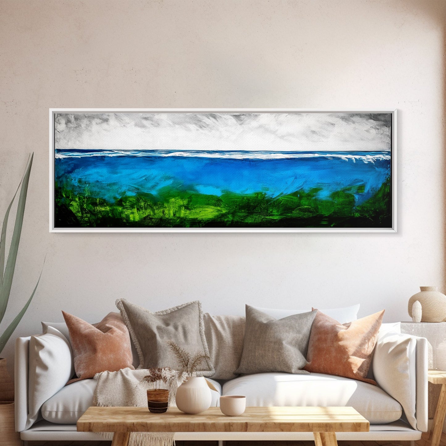 Deep Blue Ocean, Underwater Wall Art, Coastal Decor, Tranquil Seascape, Modern Beach Art, Large Canvas Print, Living Room Art