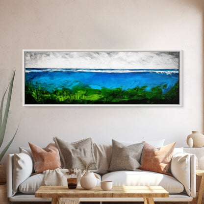 Deep Blue Ocean, Underwater Wall Art, Coastal Decor, Tranquil Seascape, Modern Beach Art, Large Canvas Print, Living Room Art