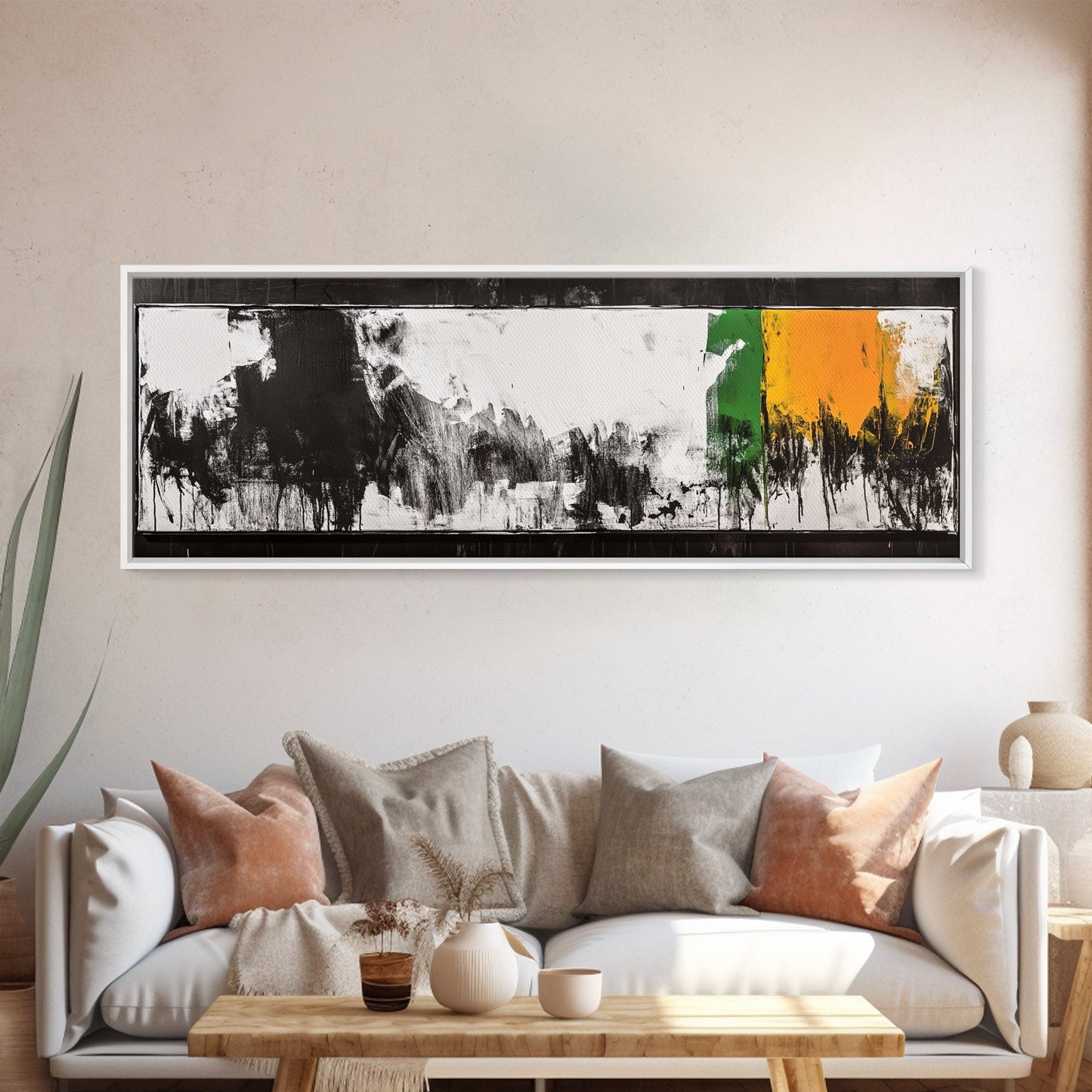 Minimalist Abstract, Black White Art, Modern Home Decor, Stylish Wall Art, Geometric Aesthetic, Framed Canvas Print, Contemporary Style