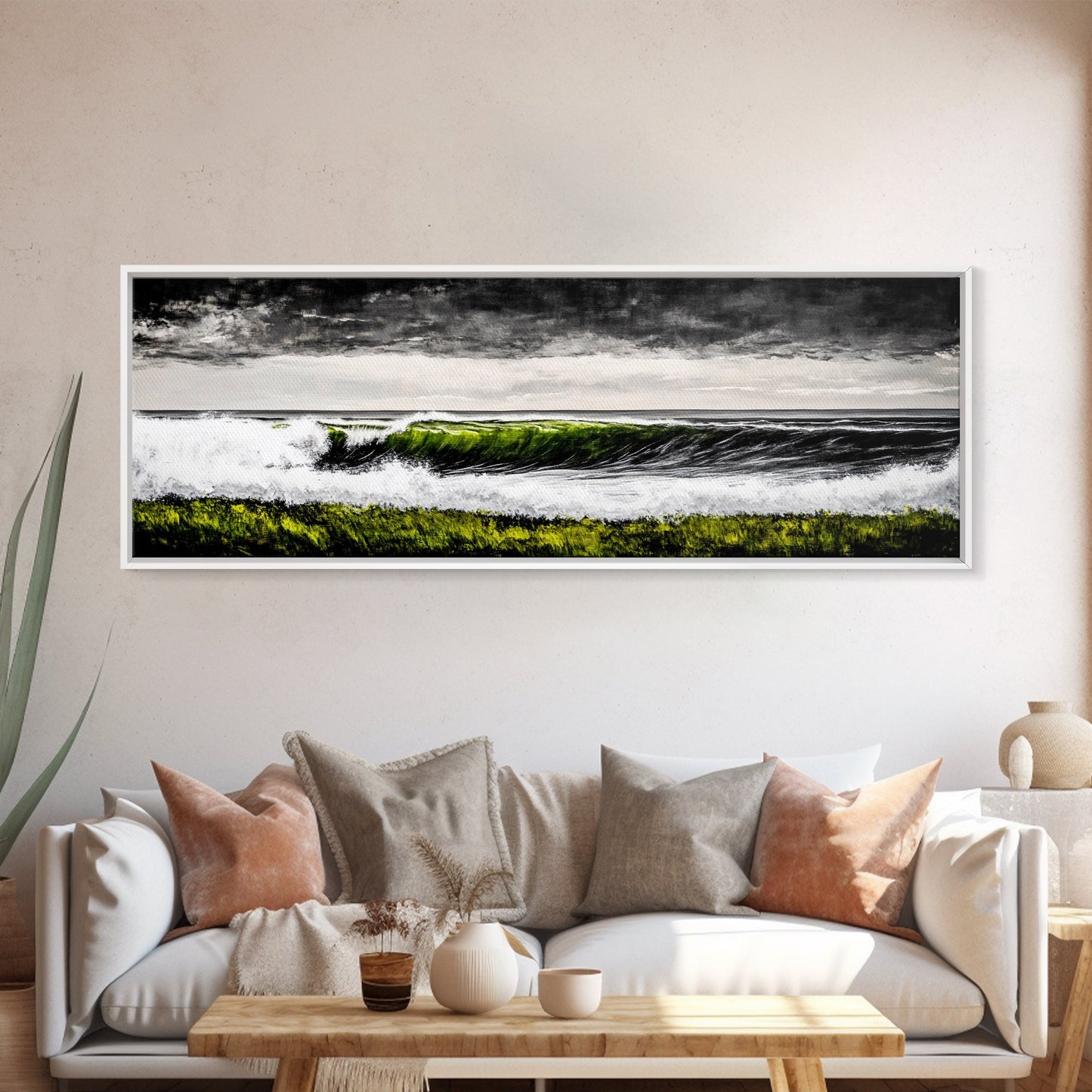 Ocean Wave, Coastal Wall Art, Black and White Print, Framed Canvas Print, Nautical Decor, Surf Art, Modern Home Decor