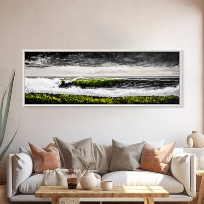 Ocean Wave, Coastal Wall Art, Black and White Print, Framed Canvas Print, Nautical Decor, Surf Art, Modern Home Decor