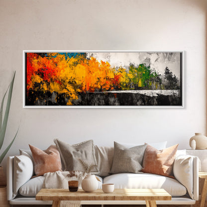 Autumn Forest, Vibrant Foliage, Fall Landscape, Nature Inspired Art, Framed Canvas Print, Cozy Home Decor, Rustic Cabin Wall Art, Boho Aesthetic