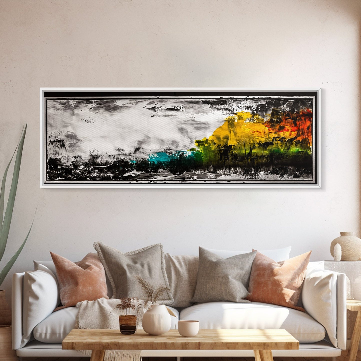 Moody Landscape Painting, Minimalist Nature Art, Rustic Home Decor, Dramatic Wall Art, Modern Abstract Print, Framed Canvas Print