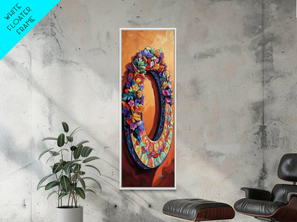 Autumn, Floral, Wreath, Decor, Framed Canvas Print, Fall boho wall art, rustic kitchen decor, entryway farmhouse painting, cozy orange tones