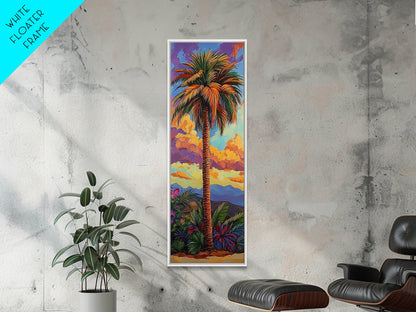 Palm, Tree, Sunset, Tropics - Canvas Print, Tropical Wall Decor, Vibrant Boho Art, Island Vibes, Living Room Accent, Palm Tree Painting