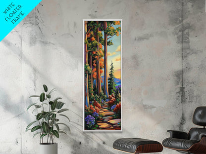 Forest Path, Trees, Autumn - Canvas Print, cozy fall forest wall art, cabin aesthetic, rustic woodland decor, hallway or reading nook wall art