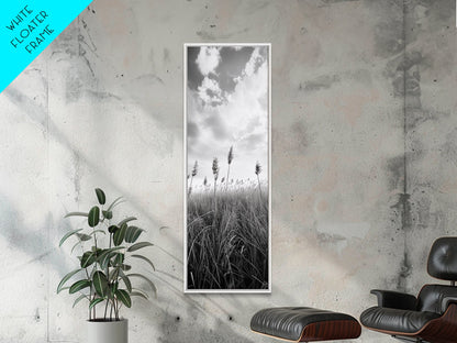 Wild Grass Field, Windswept Plains Scene, Minimalist Nature, Framed Canvas Print, Boho Bedroom Art, Modern Office Wall Art, Rustic Charm