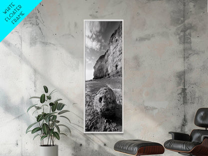 Seaside Cliffs, Coastal Rock, Rugged Beauty, Framed Canvas Print, Nature Wall Art, Rustic Beach Decor, Boho Vibe, Earthy Textures