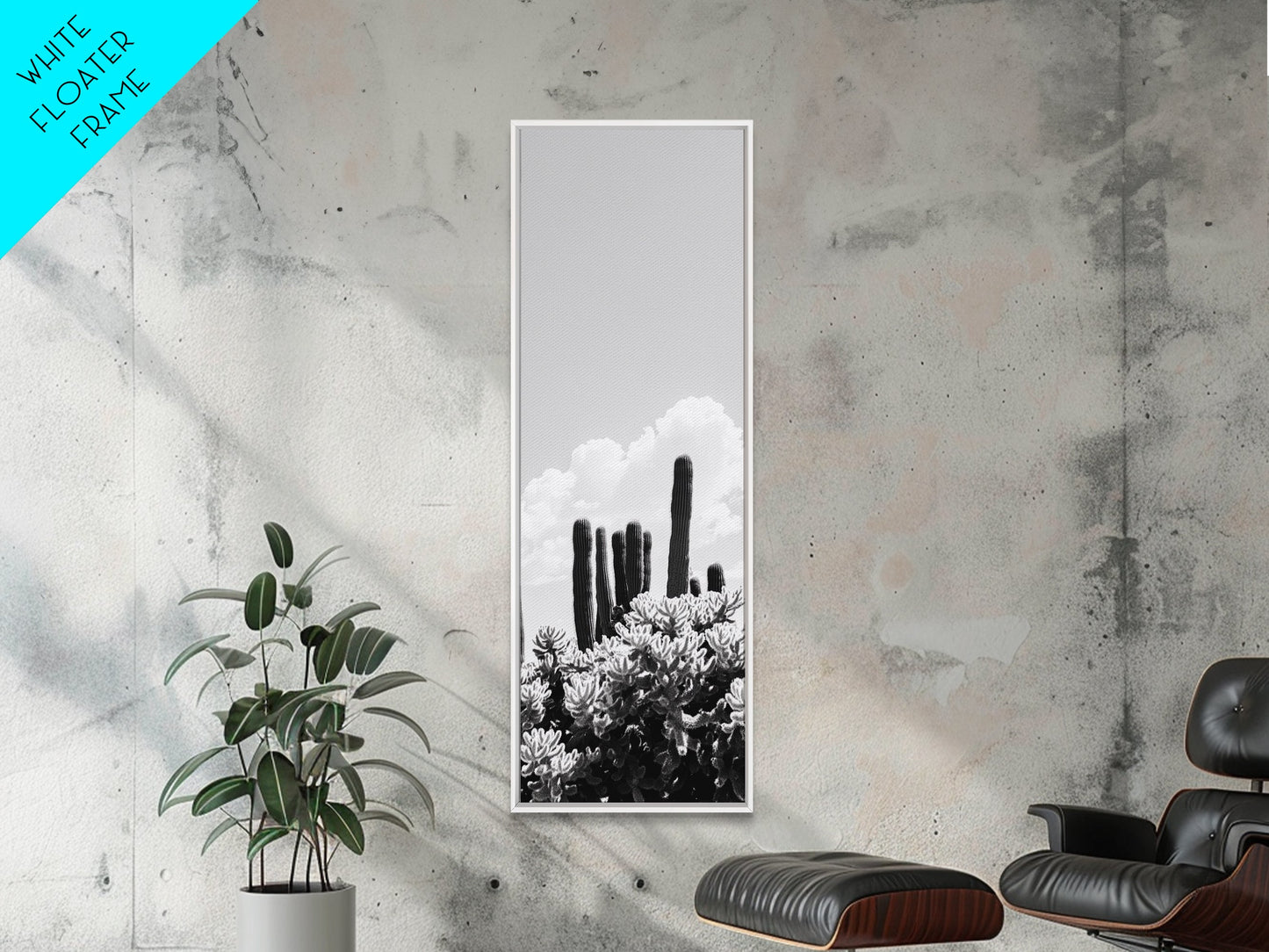 Cactus Cloudscape, Desert Plant Print, Southwestern Wall Decor, Minimalist Cactus Photography, Canvas Print, Boho Living Room Art