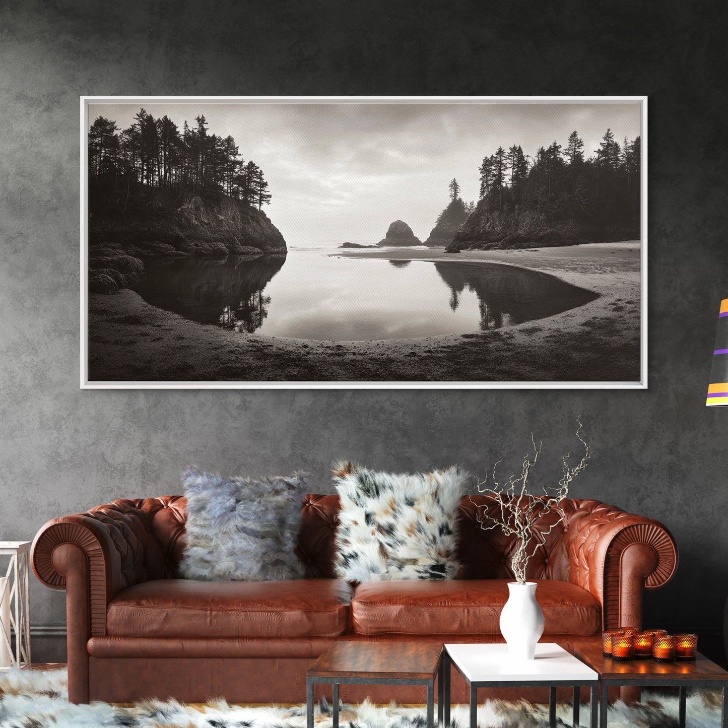 Tranquil Cove View, Forest Meets Ocean, Pacific Northwest Art, Canvas Print, Living Room Wall Art, Nature Photography, Calm Aesthetic