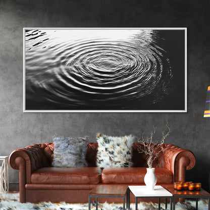 Zen-Motiv „Wasserwellen“, abstrakte Bewegung, monochrome Fluid Art, Leinwanddruck, moderne minimalistische Wandkunst, Badezimmer- oder Spa-Raumdekoration