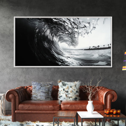 Meereswellenkräuselung, Brandungstunnel, tropische Küste, gerahmter Leinwanddruck, Küstenwandkunst, Strandhausdekoration, Naturfotografie