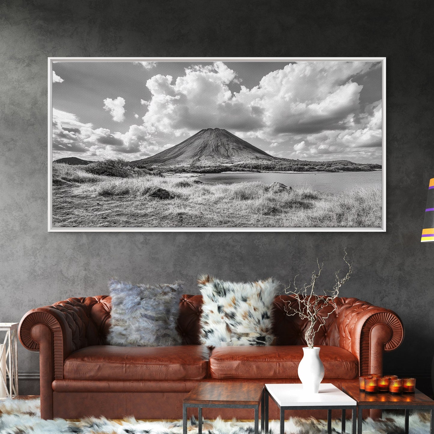 Volcano Peak, Dramatic Clouds, Nature Power, Canvas Print, Mountain Wall Art, Office Nature Photography, Landscape Fine Art Print