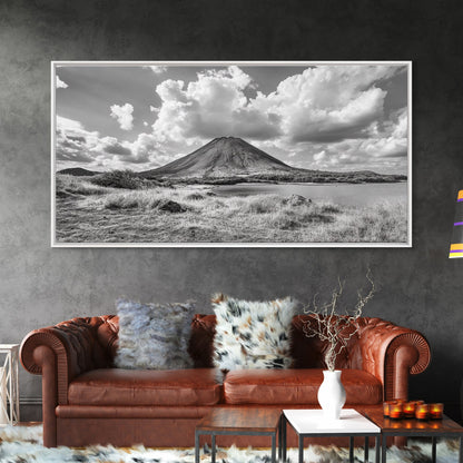 Volcano Peak, Dramatic Clouds, Nature Power, Canvas Print, Mountain Wall Art, Office Nature Photography, Landscape Fine Art Print
