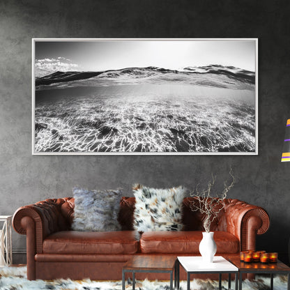 Ocean Surface, Sunlit Water, Sea Ripple, Underwater Light, Canvas Print, Modern Beach Art, Bathroom Wall Decor, Coastal Vibes