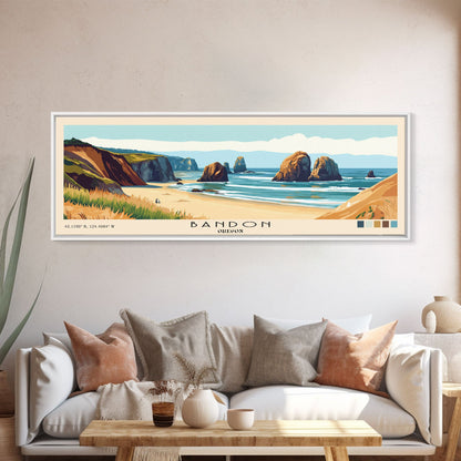 Bandon, Oregon Panoramic Print, Vacation Gift, Oregon Wall Art, Vacation Wall Art, Vacatation Memories, Beach Decor, Beach Or Lakehouse Art