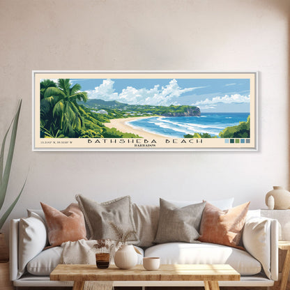 Bathsheba Beach, Barbados Panoramic Print, Vacation Gift, Barbados Wall Art, Beach Painting, Beach Decor, Beach Or Lakehouse Art