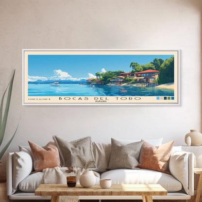 Bocas del Toro , Panamá Panoramic Beach Print, Vacation Gift, Panamá Wall Art, Beach Painting, Beach Decor, Beach Painting
