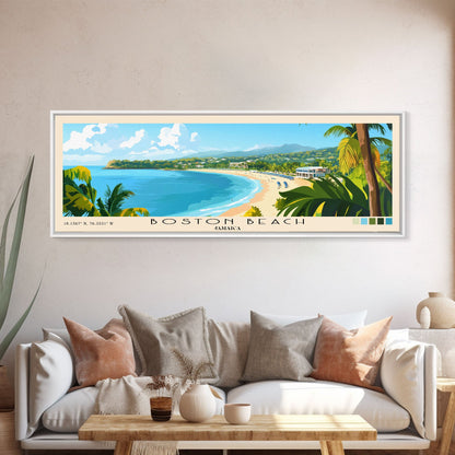 Boston Beach, Jamaica Panoramic Print, Vacation Gift, Jamaica Wall Art, Vacation Wall Art, Vacatation Memories, Beach Decor, Beach Or Lakehouse Art