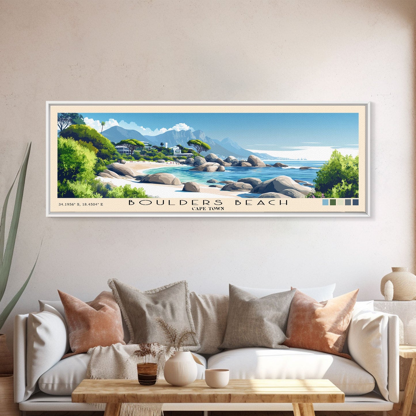 Boulders Beach, Cape Town Panoramic Print, Vacation Gift, Cape Town Wall Art, Vacation Wall Art, Vacatation Memories, Beach Decor, Beach Or Lakehouse Art