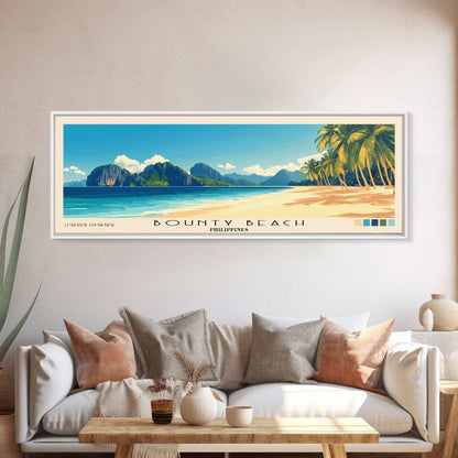 Bounty Beach, Philippines Panoramic Beach Print, Vacation Gift, Philippines Wall Art, Beach Painting, Beach Decor, Beach Painting
