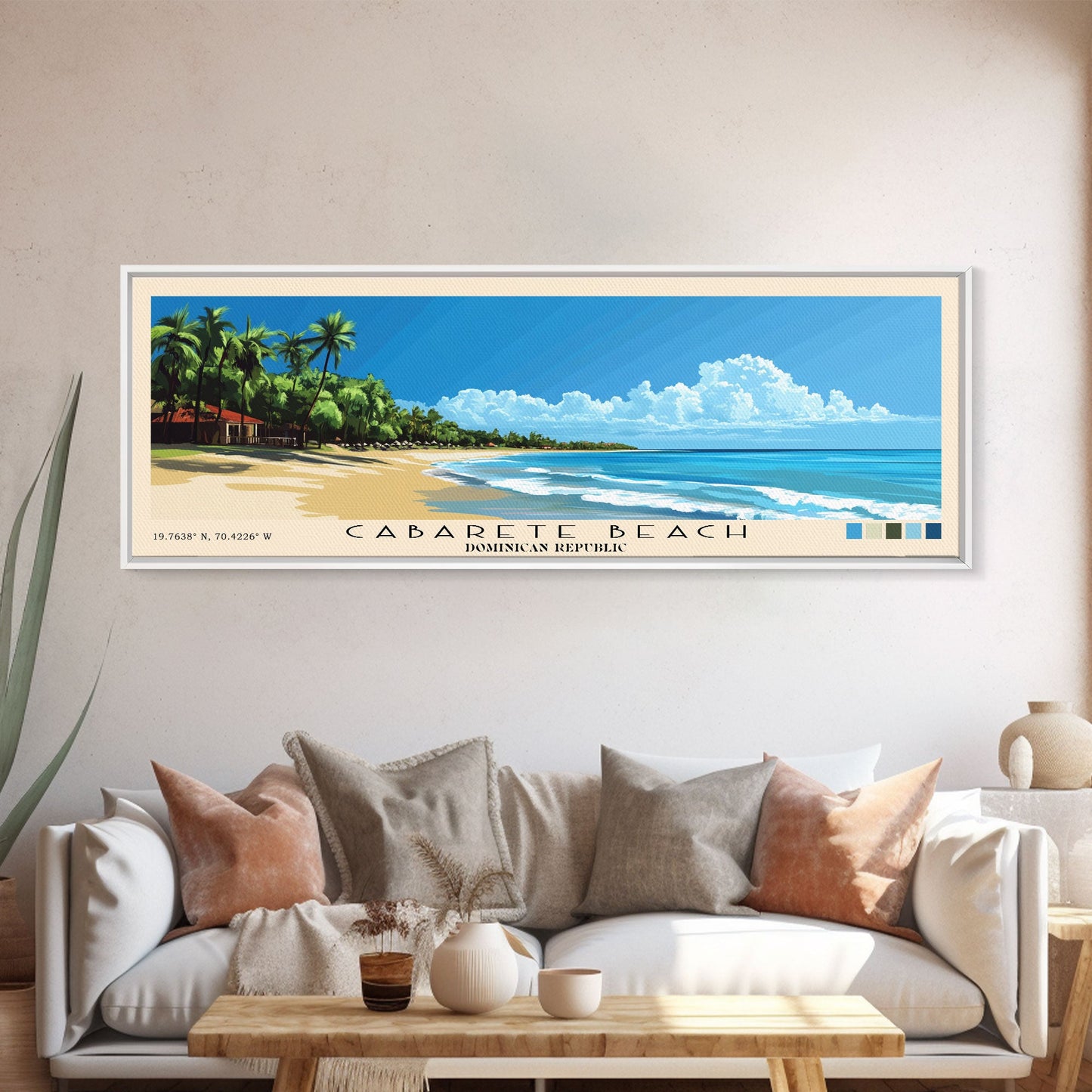 Cabarete Beach, Dominican Republic Panoramic Print, Vacation Gift, Dominican Republic Wall Art, Beach Painting, Beach Decor, Beach Or Lakehouse Art