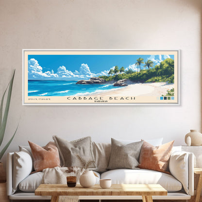 Cabbage Beach, Bahamas Panoramic Beach Print, Vacation Gift, Bahamas Wall Art, Beach Painting, Beach Decor, Beach Painting