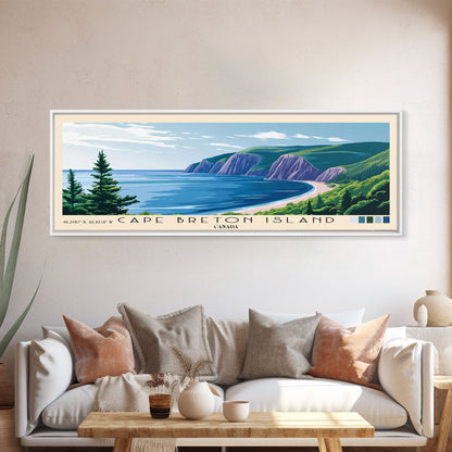 Cape Breton Island, Canada Panoramic Beach Print, Vacation Gift, Canada Wall Art, Framed Canvas Print, Framed Beach Painting