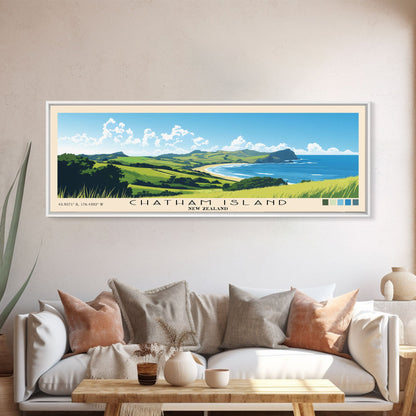 Chatham Island, New Zealand Panoramic Print, Vacation Gift, New Zealand Wall Art, Beach Painting, Beach Decor, Beach Or Lakehouse Art
