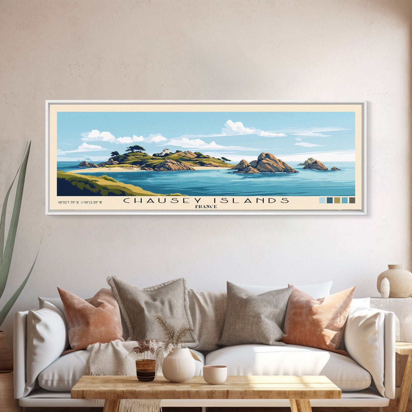 Chausey Islands, France Panoramic Beach Print, Vacation Gift, France Wall Art, Beach Painting, Beach Decor, Beach Painting