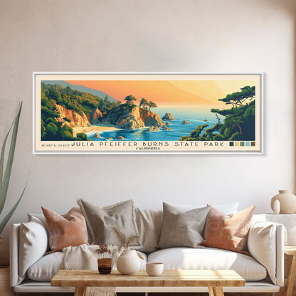 Julia Pfeiffer Burns State Park, California Panoramic Print, Vacation Gift, California Wall Art, Beach Painting, Beach Decor, Large Wall Art, Wood Frame Art