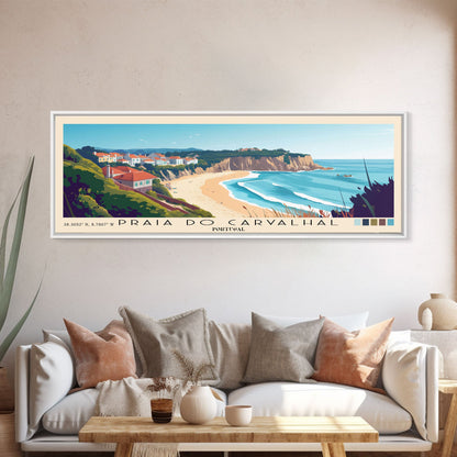 Praia do Carvalhal, Portugal Panoramic Print, Vacation Gift, Portugal Wall Art, Beach Painting, Beach Decor, Beach Or Lakehouse Art