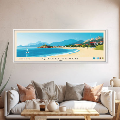 Çıralı Beach, Turkey Panoramic Print, Vacation Gift, Turkey Wall Art, Beach Painting, Beach Decor, Beach Or Lakehouse Art